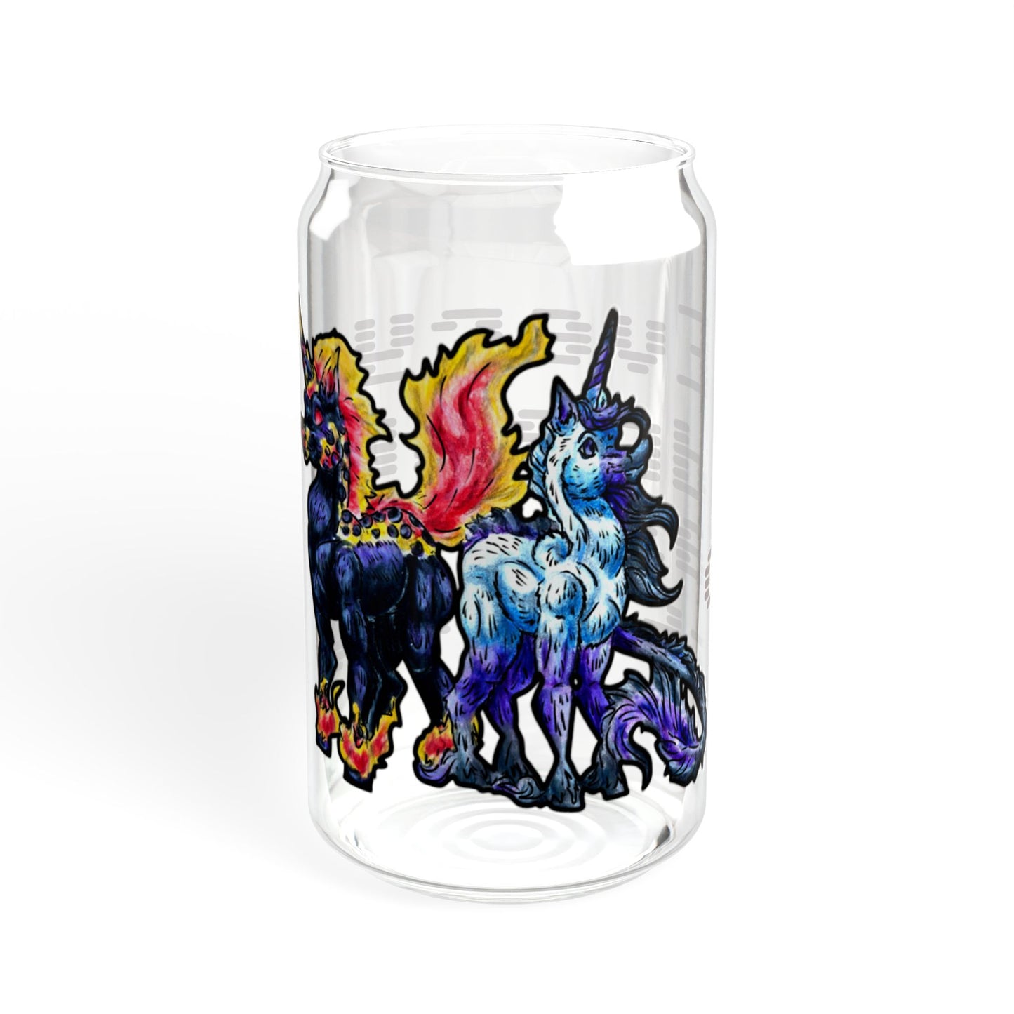 Dream and Nightmare Unicorn- Dream & Shadow- Celestial Nightmare- Duality– Light and Dark Fantasy- Glass Tumbler 16oz