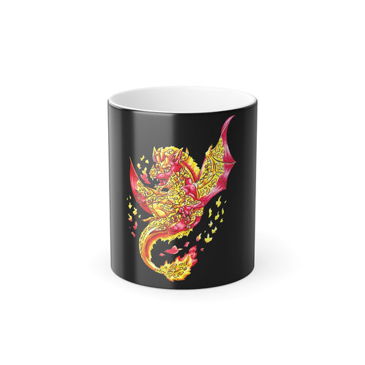 Cutesy Fire Dragon Fly Color Morphing Mug, 11oz