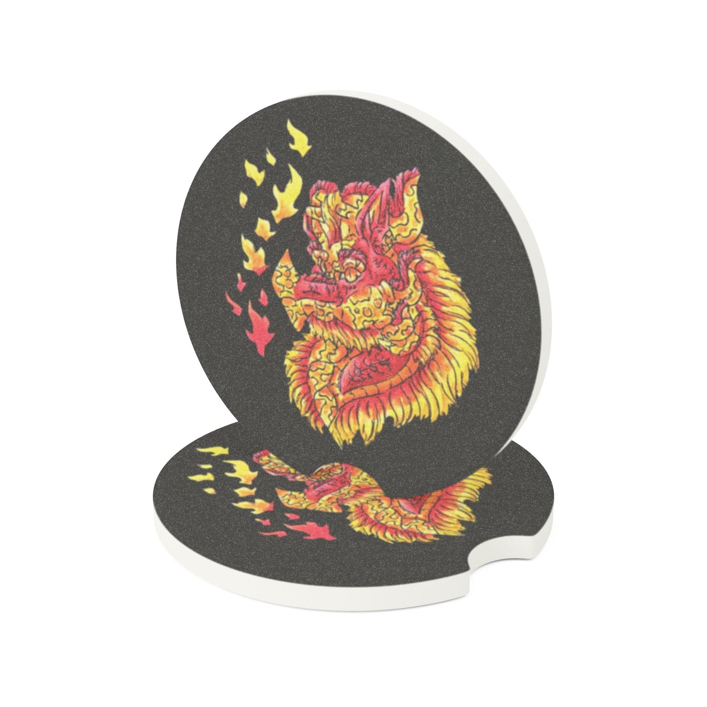 Fire Dragon Head Soapstone Car Coaster