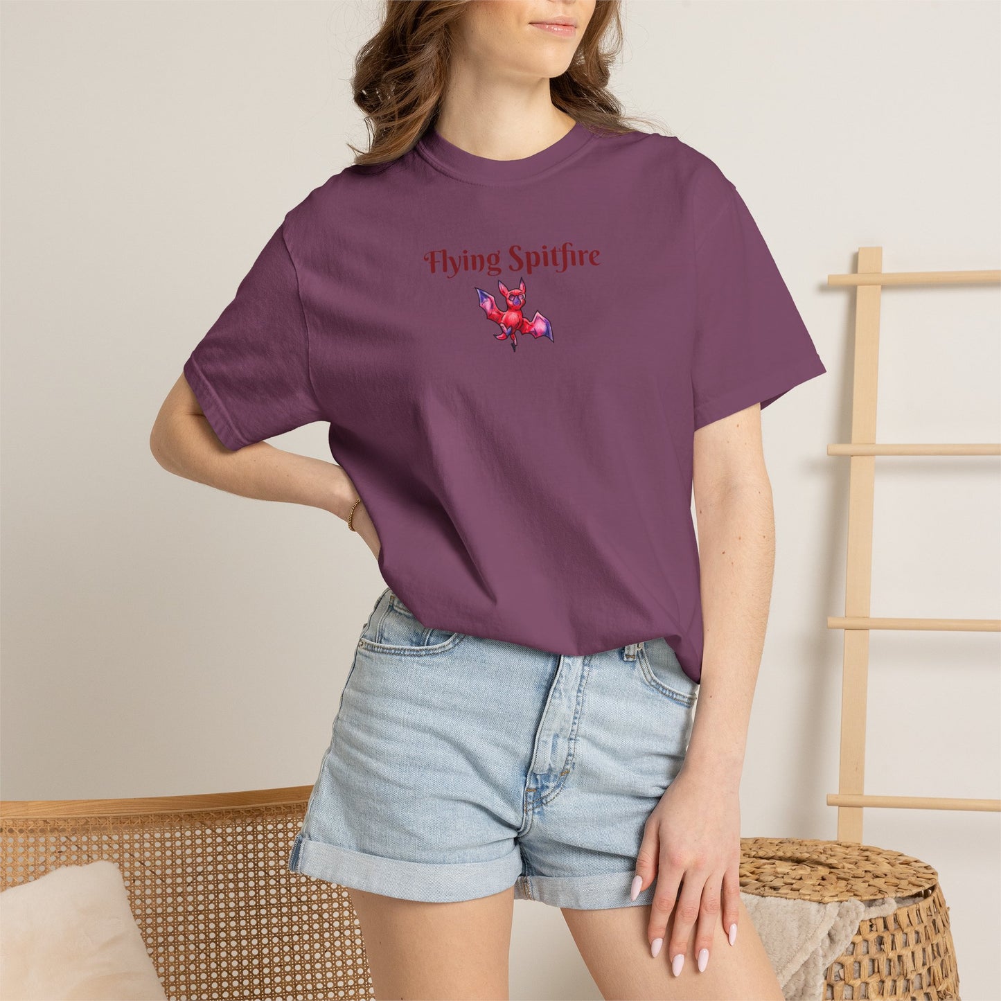 Chibi Myra the Bat- Flying Spitfire- Chibi Bat- Cute Animal -T-shirt