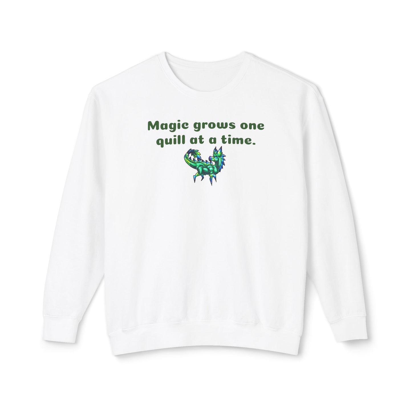 Chibi Arlathia the Hedgehog- Magic Quills- Green Creature Drawing - Cute Animal Illustration- Crewneck