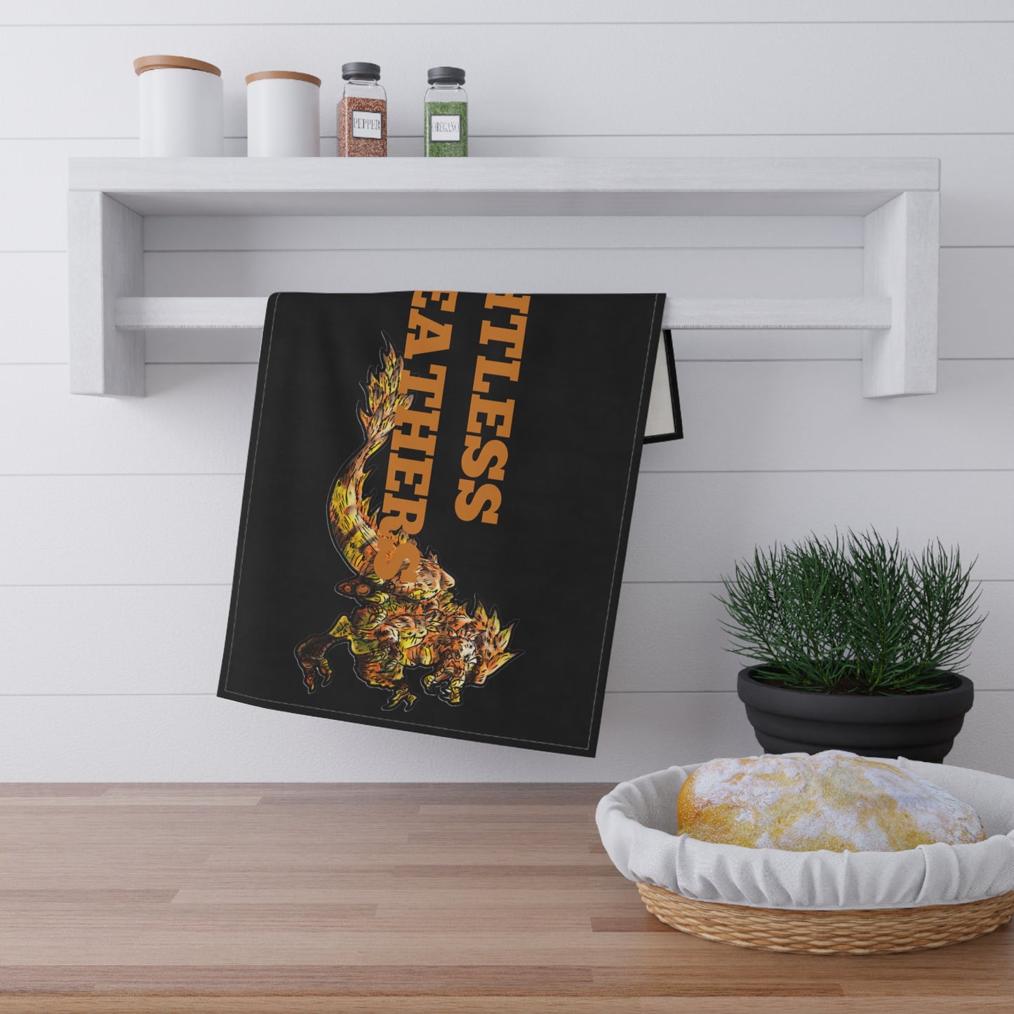Caena the Raptor Flightless Feathers Tea Towel