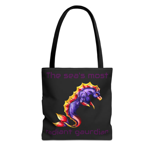 Chibi Sunset Hippocampus- Vibrant Ocean Fantasy Art- Marine Fantasy Illustration- Fantasy Ocean Art- Double-sided Tote Bag
