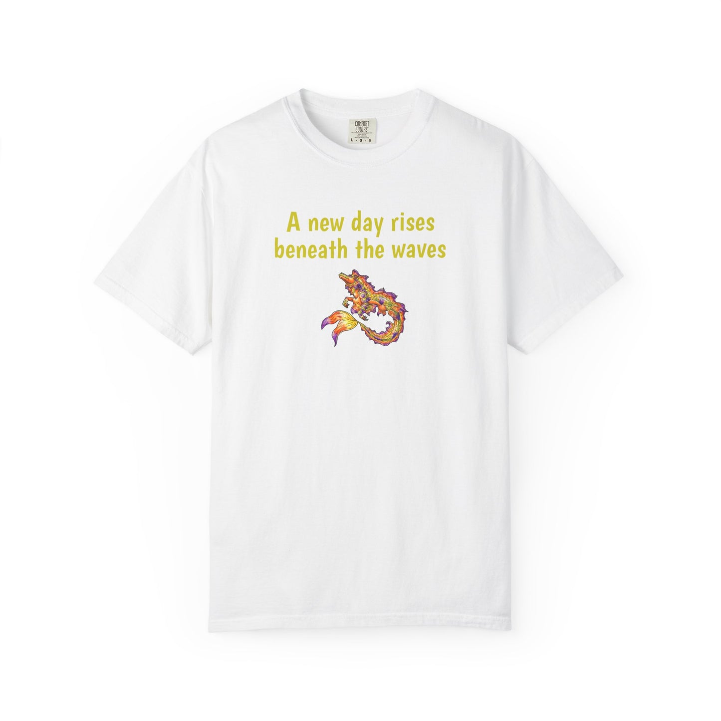 Sunrise Hippocampus – New Day- Golden Ocean Fantasy Art – Warm Fantasy Sea Creature Art- T-Shirt