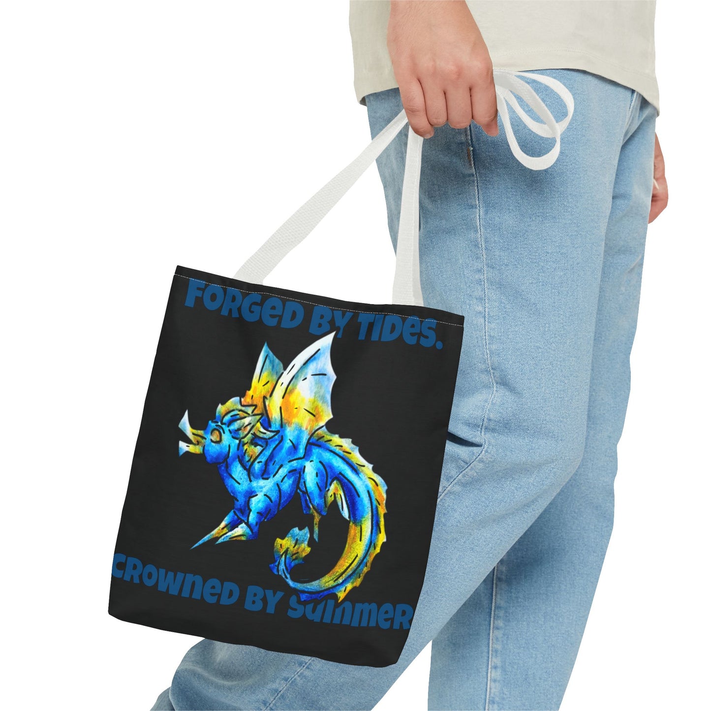 Chibi Summer Dragon- Summer Fantasy- Sunlit Tide Dragon- Double-Sided Tote Bag