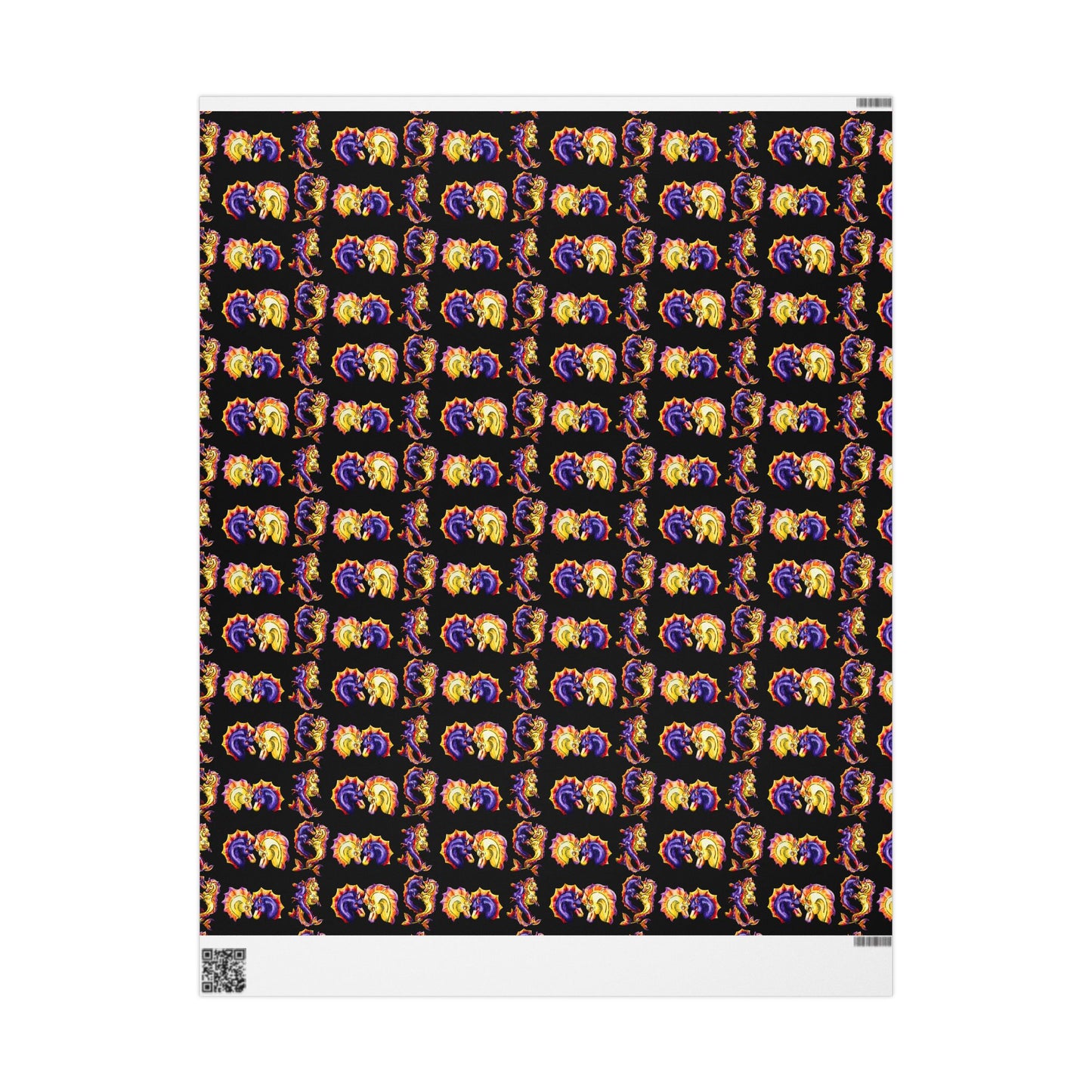Chibi Dual Hippocampus – Pattern- Dual Ocean Fantasy Art – Hippocampus Pair- Wrapping Paper