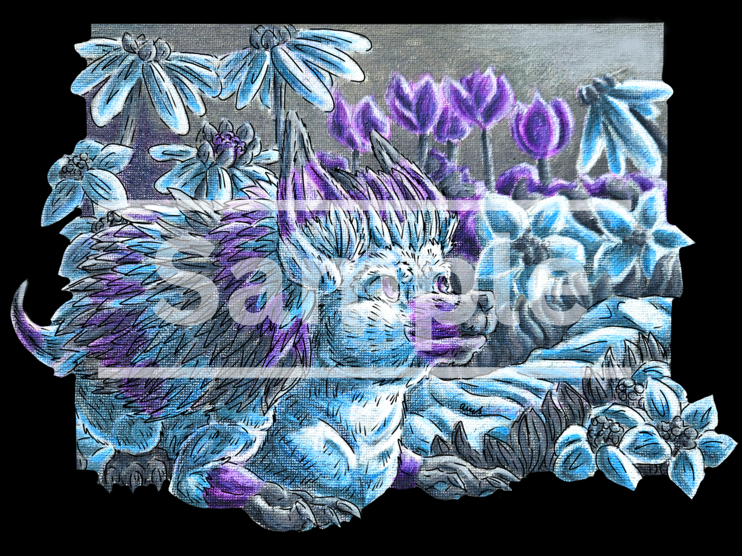 Snowdrop – Winter Fantasy Hedgehog Creature – Cute Mythical Animal Art – Original Fantasy Creature DIGITAL DOWNLOADABLE Print