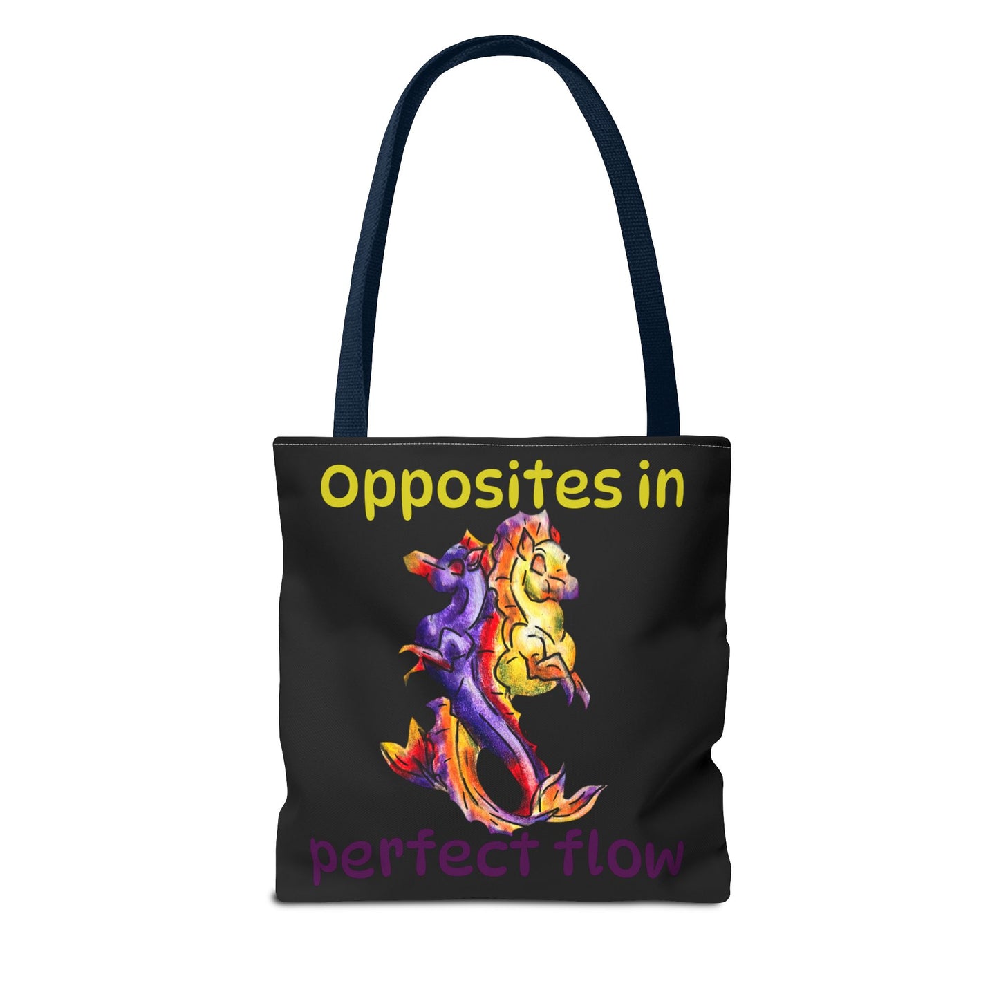 Chibi Dual Hippocampus – Dual Ocean Fantasy Art – Hippocampus Pair- Double-sided Tote Bag