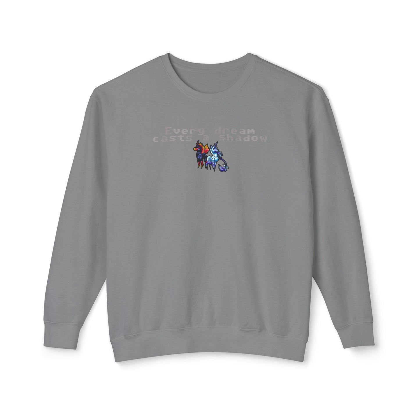 Chibi Dream and Nightmare Unicorn- Dream & Shadow- Celestial Nightmare- Duality– Light and Dark Fantasy- Crewneck