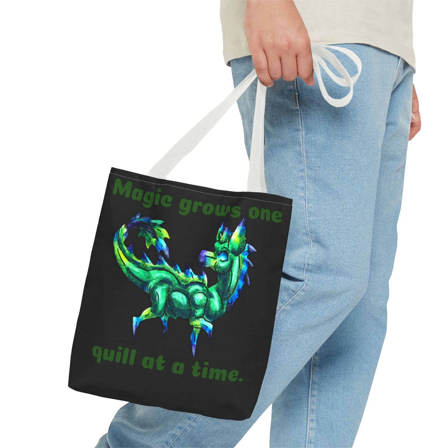 Chibi Arlathia the Hedgehog- Green Creature Drawing - Cute Animal Illustration- Two-Toned Tote Bag