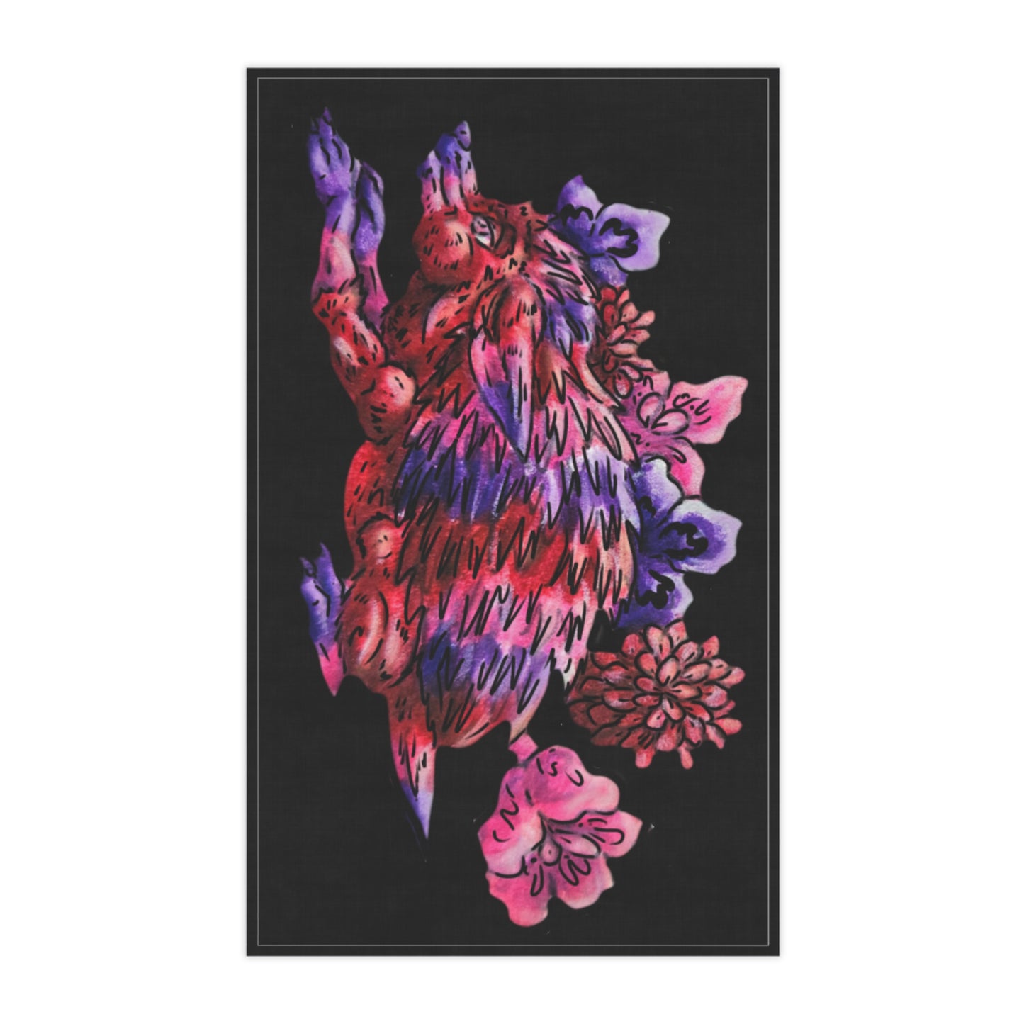 Azaela the Hedgehog Stretching Tea Towel