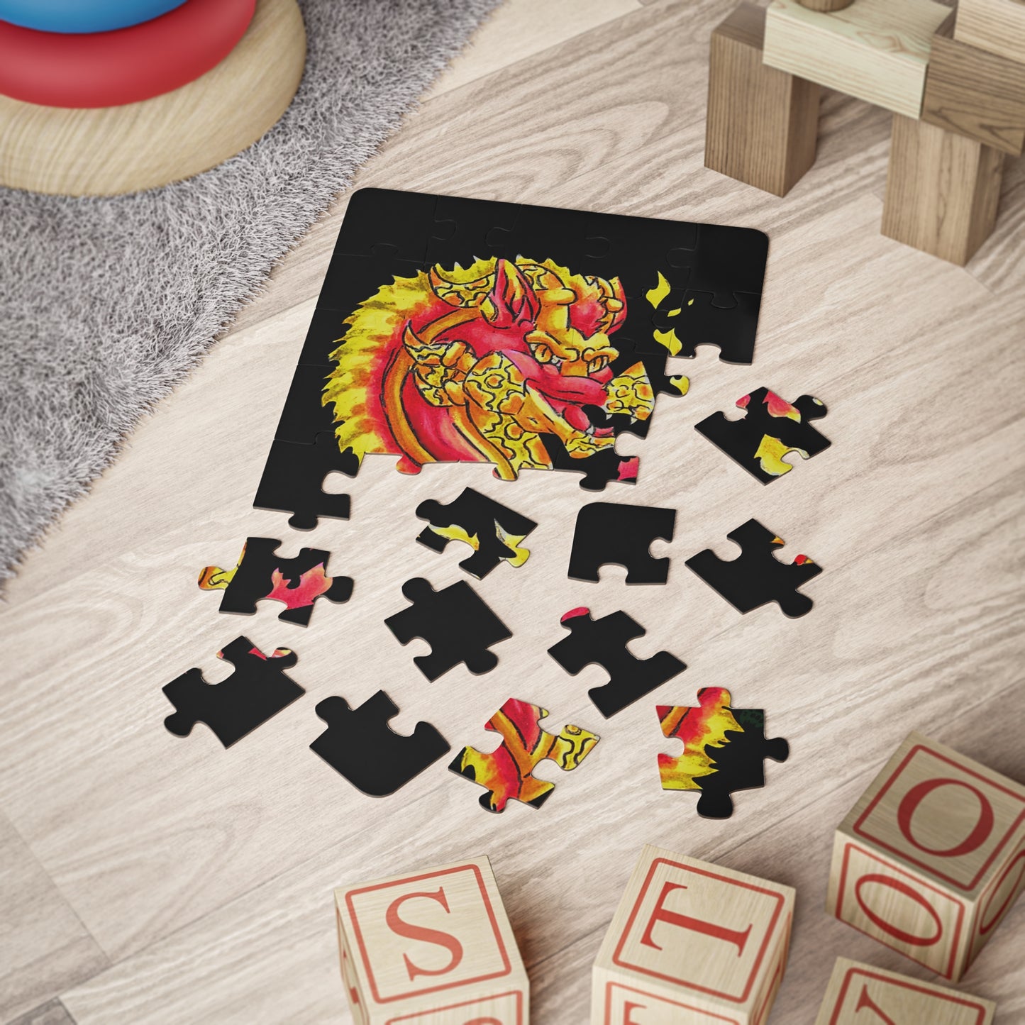 Cutesy Fire Dragon Head Kids' Puzzle, 30-Piece