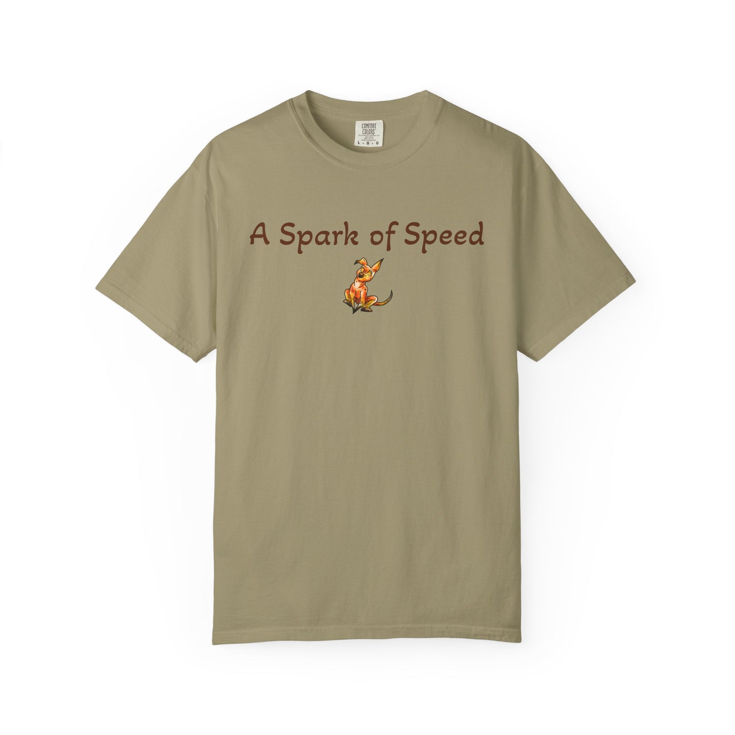 Caenin Shirt – A Spark of Speed – Chibi Orange Dog – Warm Fantasy Dog – Dog Lover Gift- T-Shirt