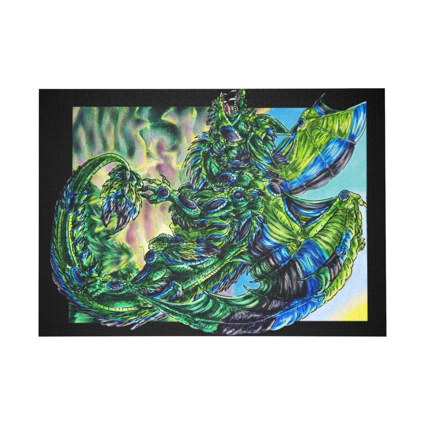 Arlith- Emerald Dragon – Aggressive Green Fantasy Dragon Art – Dragon Puzzle– Mythical Creature Decor – Dragon Lover Gift, 1000 pc Puzzle