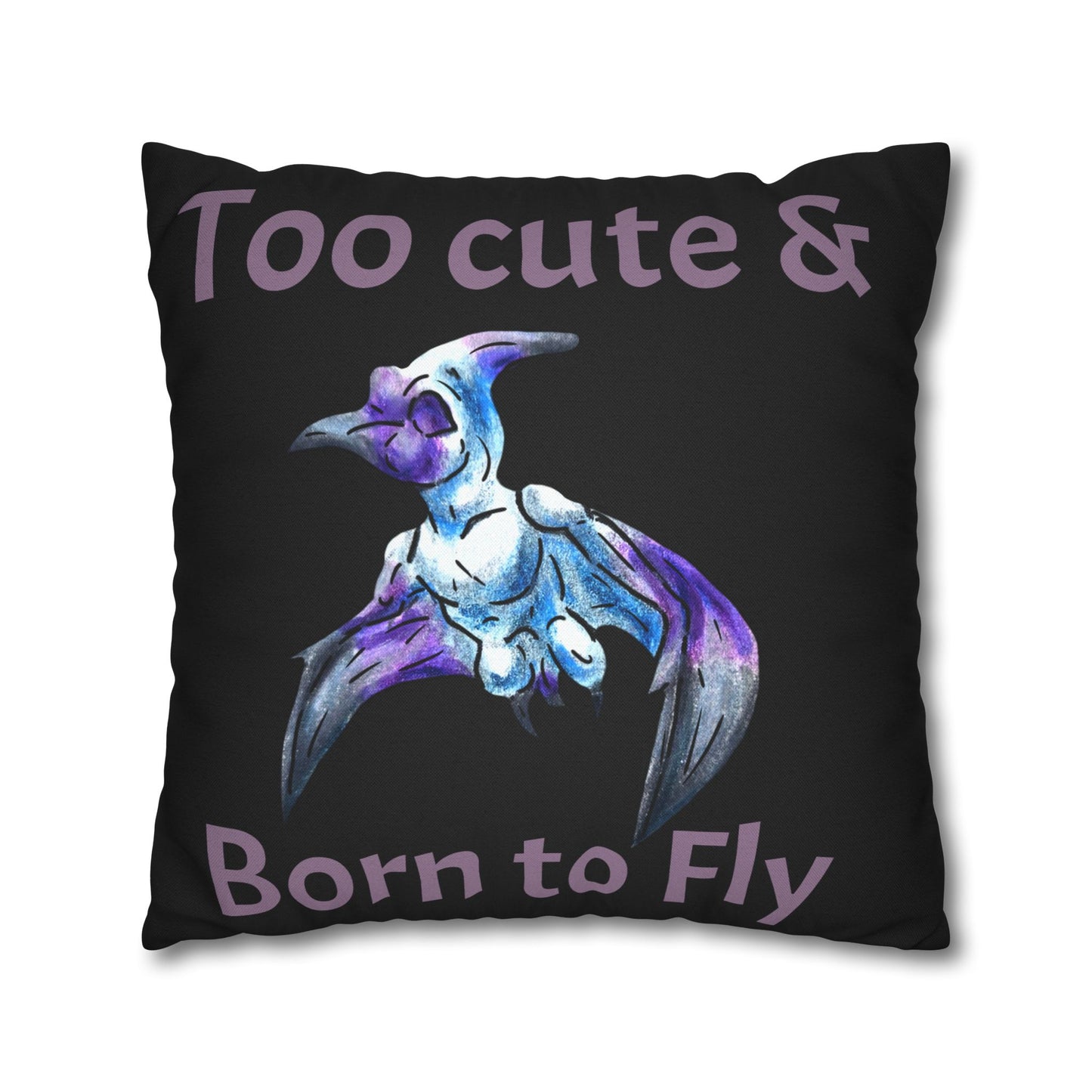 Siln – Fantasy Pterodactyl Art - Double-sided Flying Dinosaur Illustration Spun Polyester Square Pillowcase