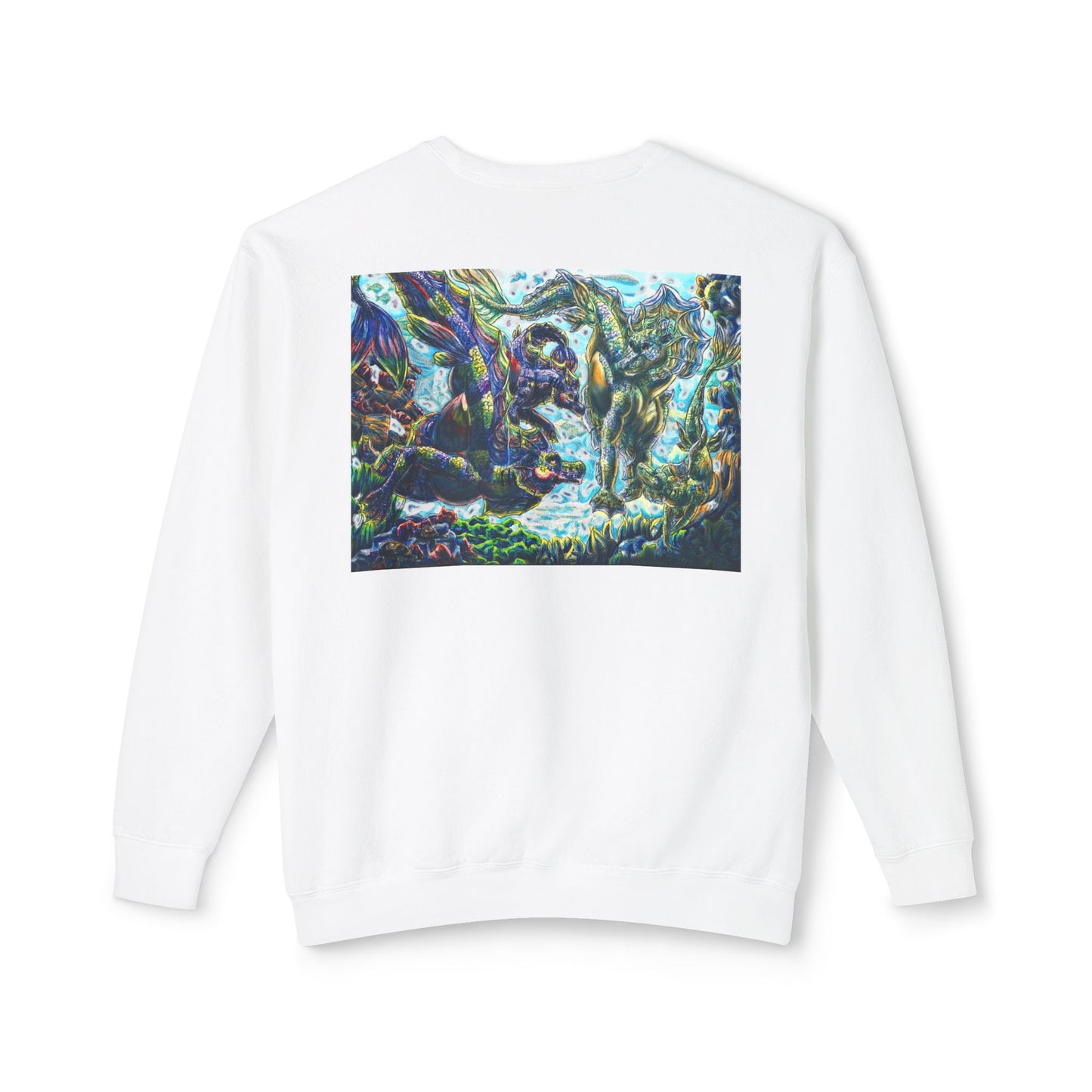 Dual Hippocampus – Dual Ocean Fantasy Art – Hippocampus Pair- Unisex Crewneck