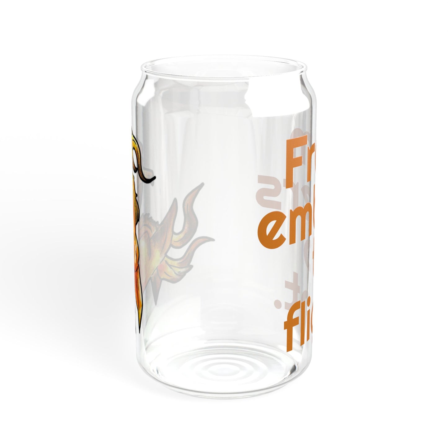 Chibi Cayene the Pheonix- Embers- Fantasy Bird Illustration- Majestic Phoenix- Glass Tumbler, 16oz