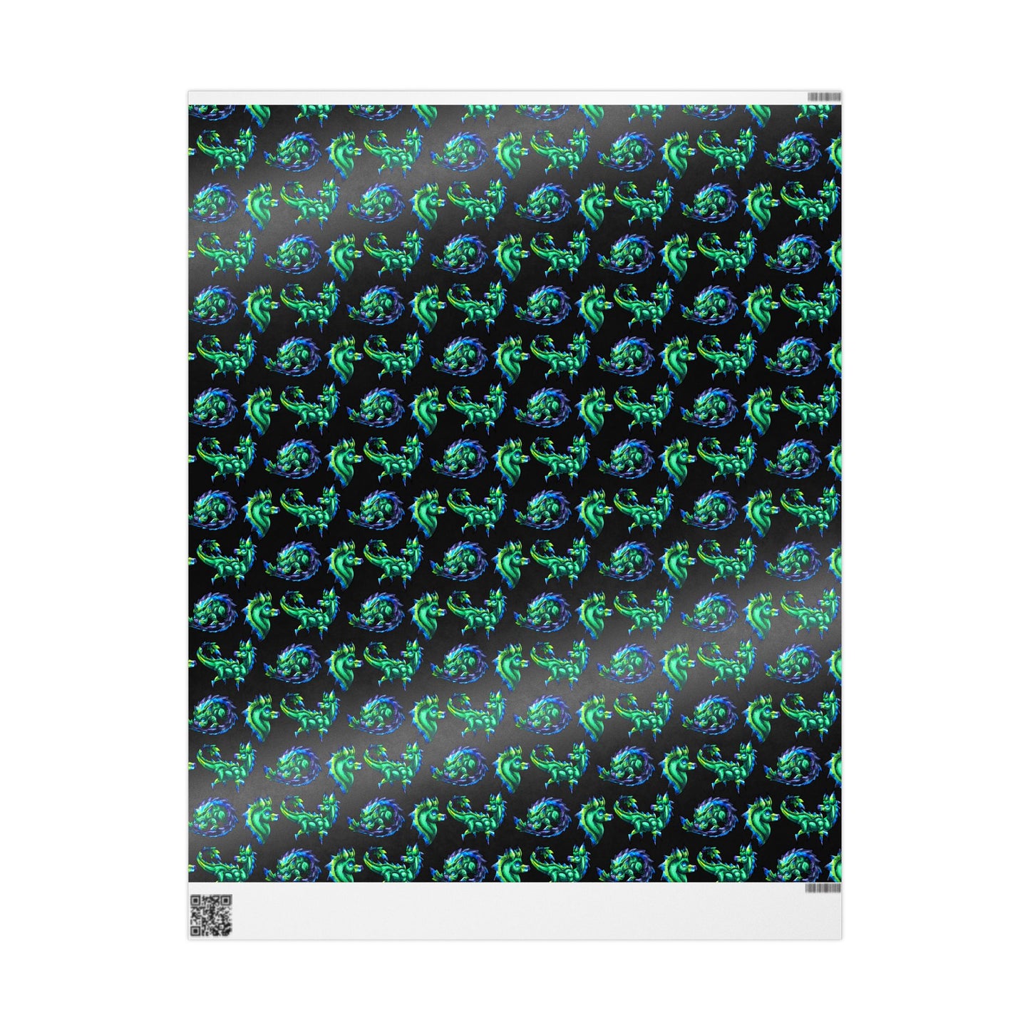 Chibi Arlathia the Hedgehog- Pattern- Green Creature Drawing - Cute Animal Illustration- Gift Wrap