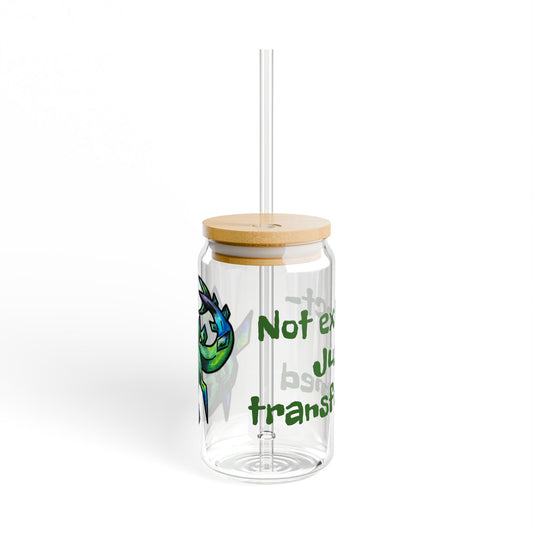 Chibi Arith the Stegosaurus-Not extinct, transformed- Chibi Dinosaur Art- Prehistoric Creature- Glass Tumbler 16oz