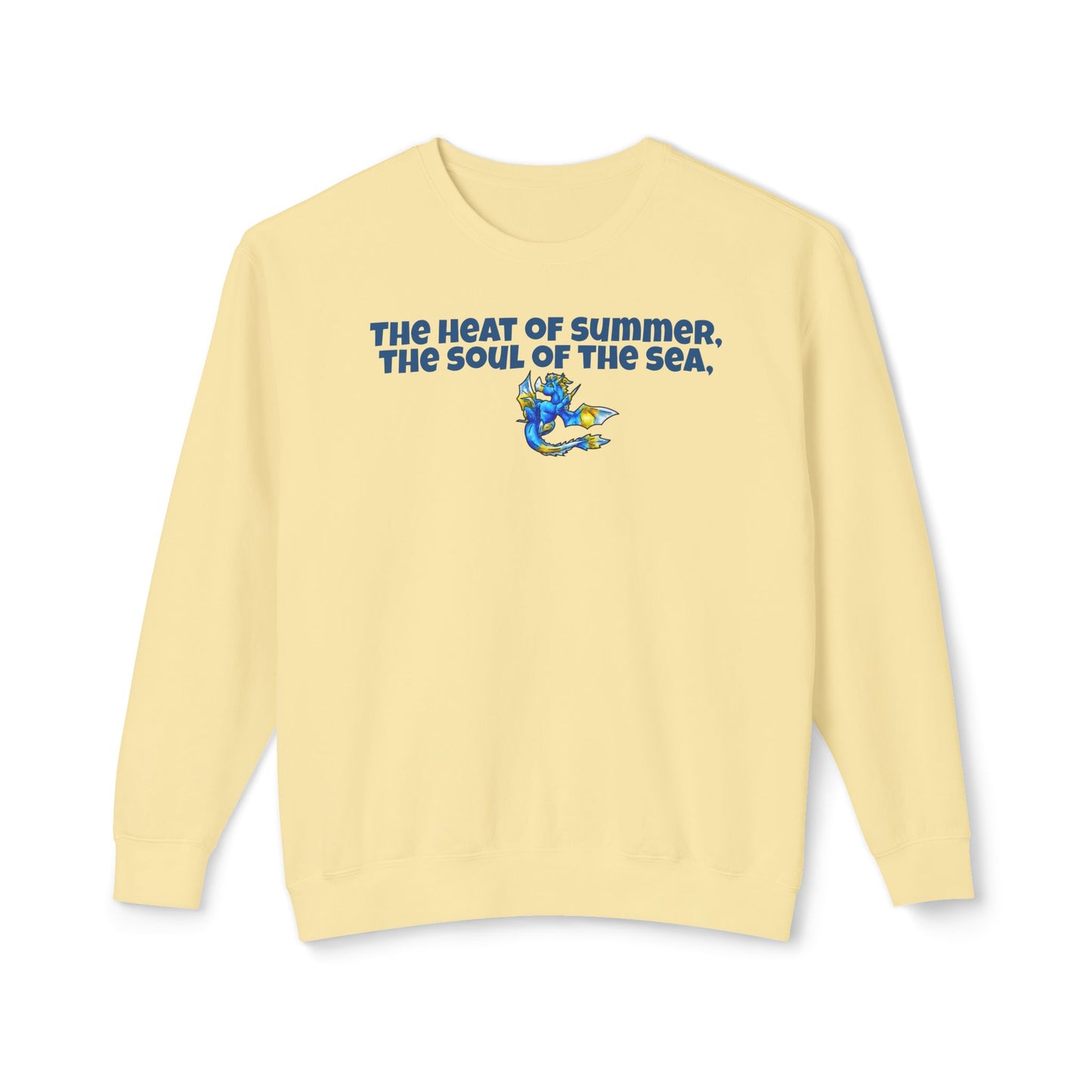 Chibi Summer Dragon- Heat & Soul- Summer Fantasy- Sunlit Tide Dragon- Crewneck