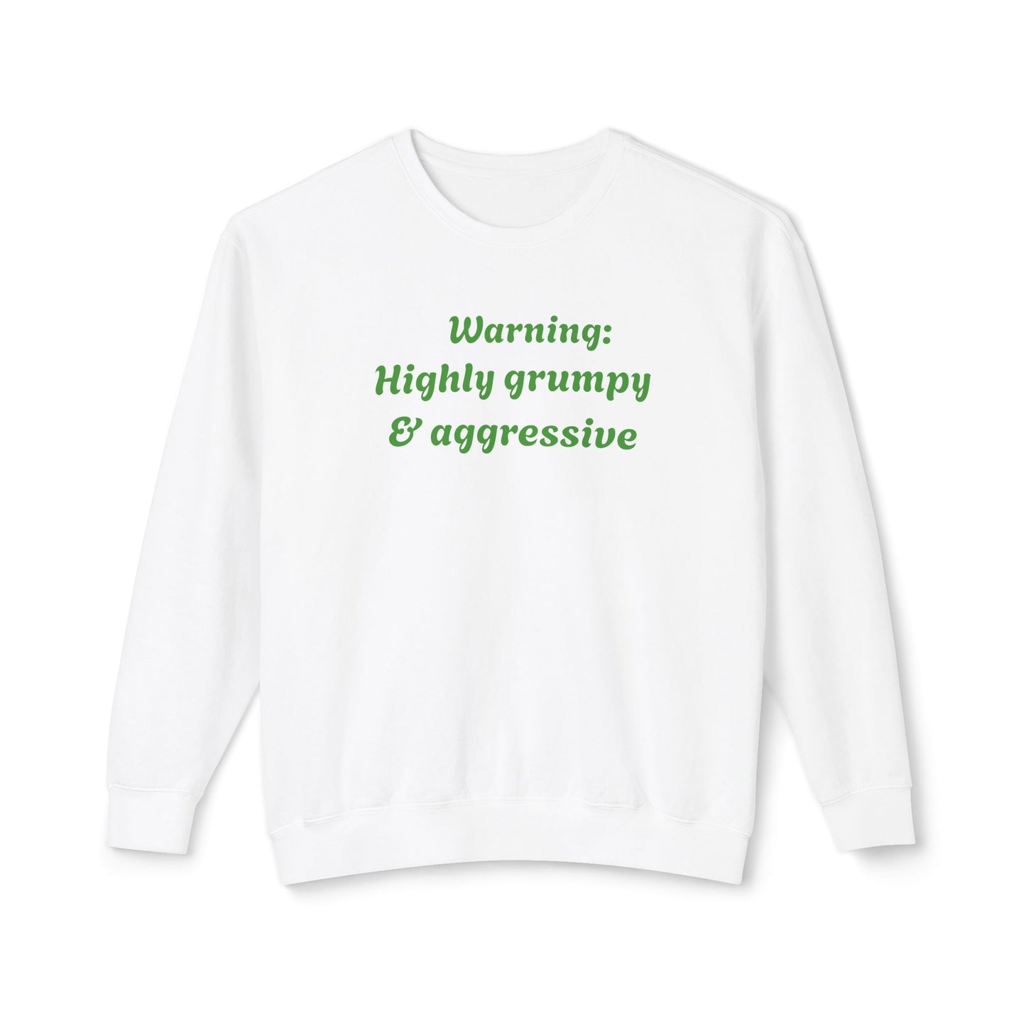 Arlith- Emerald Dragon – Aggressive Green Fantasy Dragon Art – Warning: Grumpy & Aggressive Crewneck – Mythical Creature– Dragon Lover Gift Unisex Crewneck