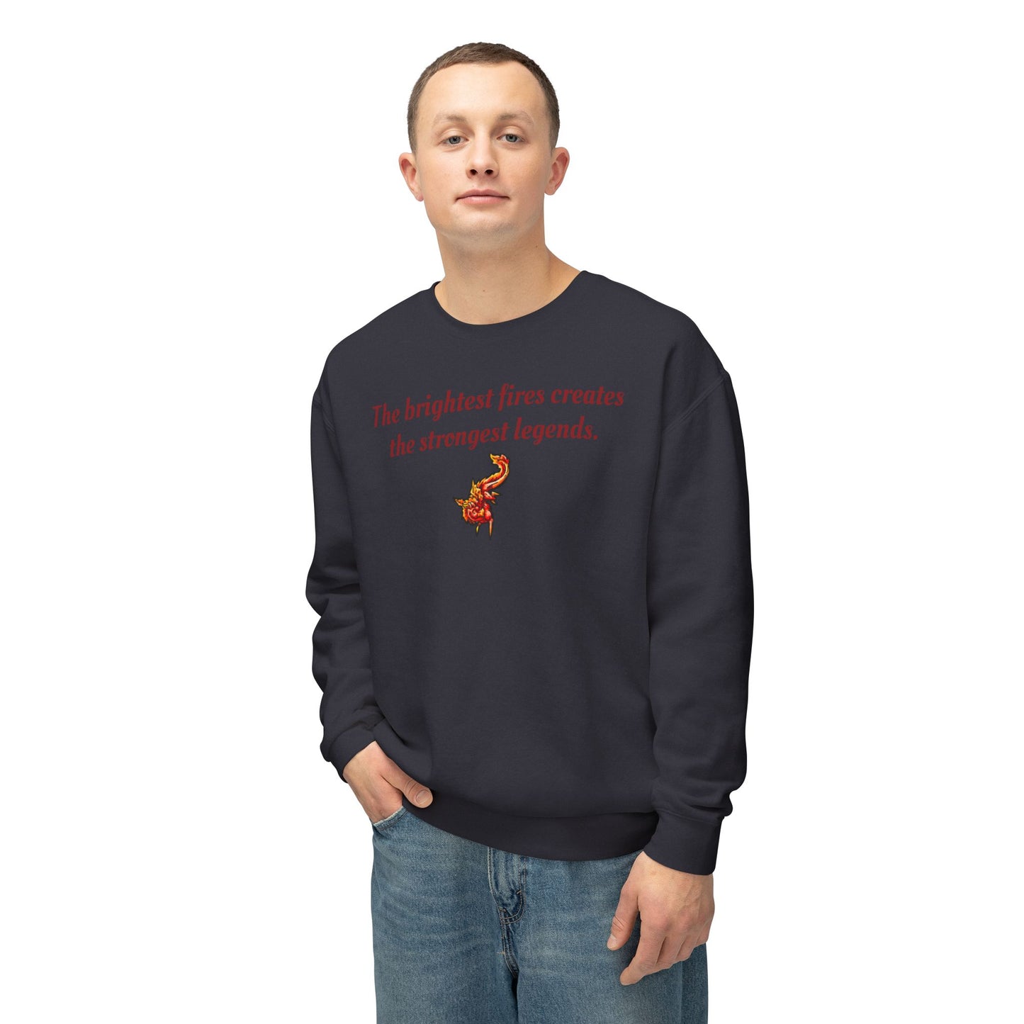 Chibi Fire Dragon- Strongest Legends-Elemental- Fantasy Dragon- Crewneck