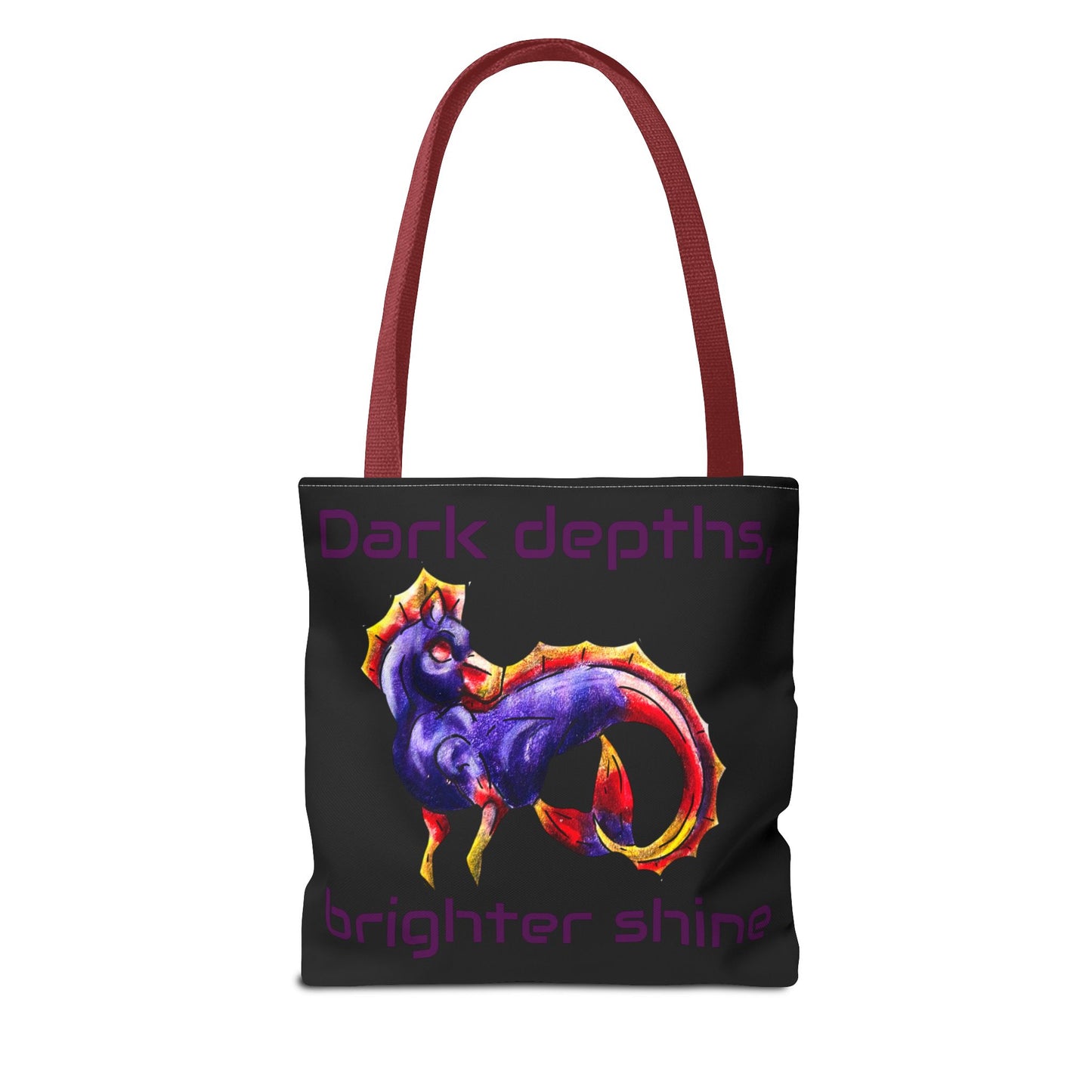 Chibi Sunset Hippocampus- Vibrant Ocean Fantasy Art- Marine Fantasy Illustration- Fantasy Ocean Art- Double-sided Tote Bag