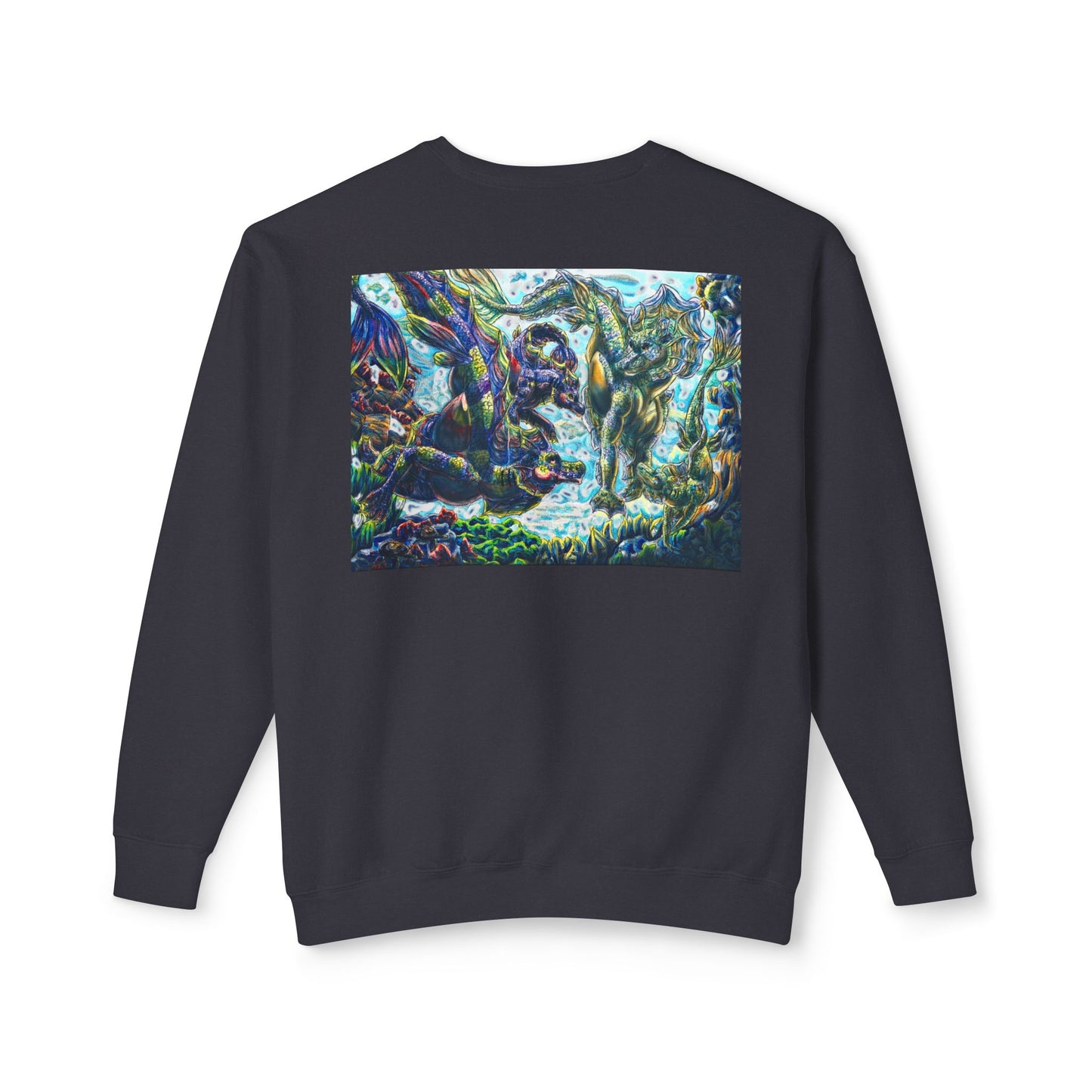 Dual Hippocampus – Dual Ocean Fantasy Art – Hippocampus Pair- Unisex Crewneck