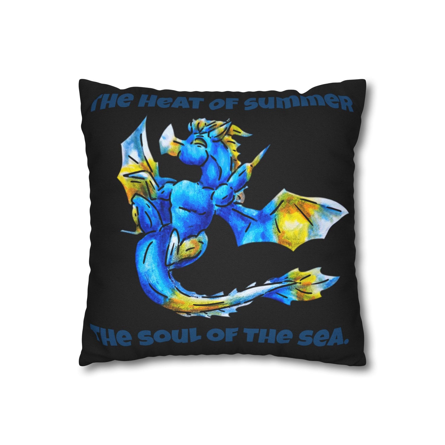 Chibi Summer Dragon- Summer Fantasy- Sunlit Tide Dragon-Pillow Cover- Double-Sided