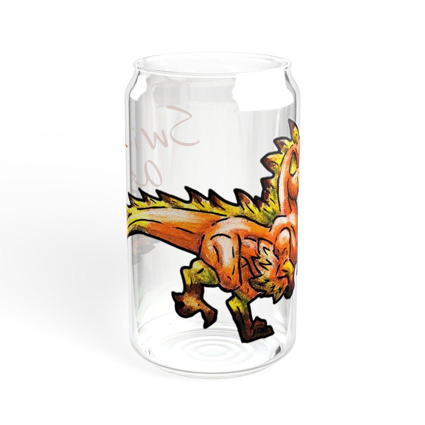 Chibi Caena the Raptor- Swift- Dinosaur art- Prehistoric- Glass Tumbler 16oz