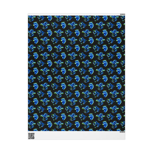 Chibi Water Dragon Art- Elemental- Aquatic Fantasy Creature-Wrapping Paper