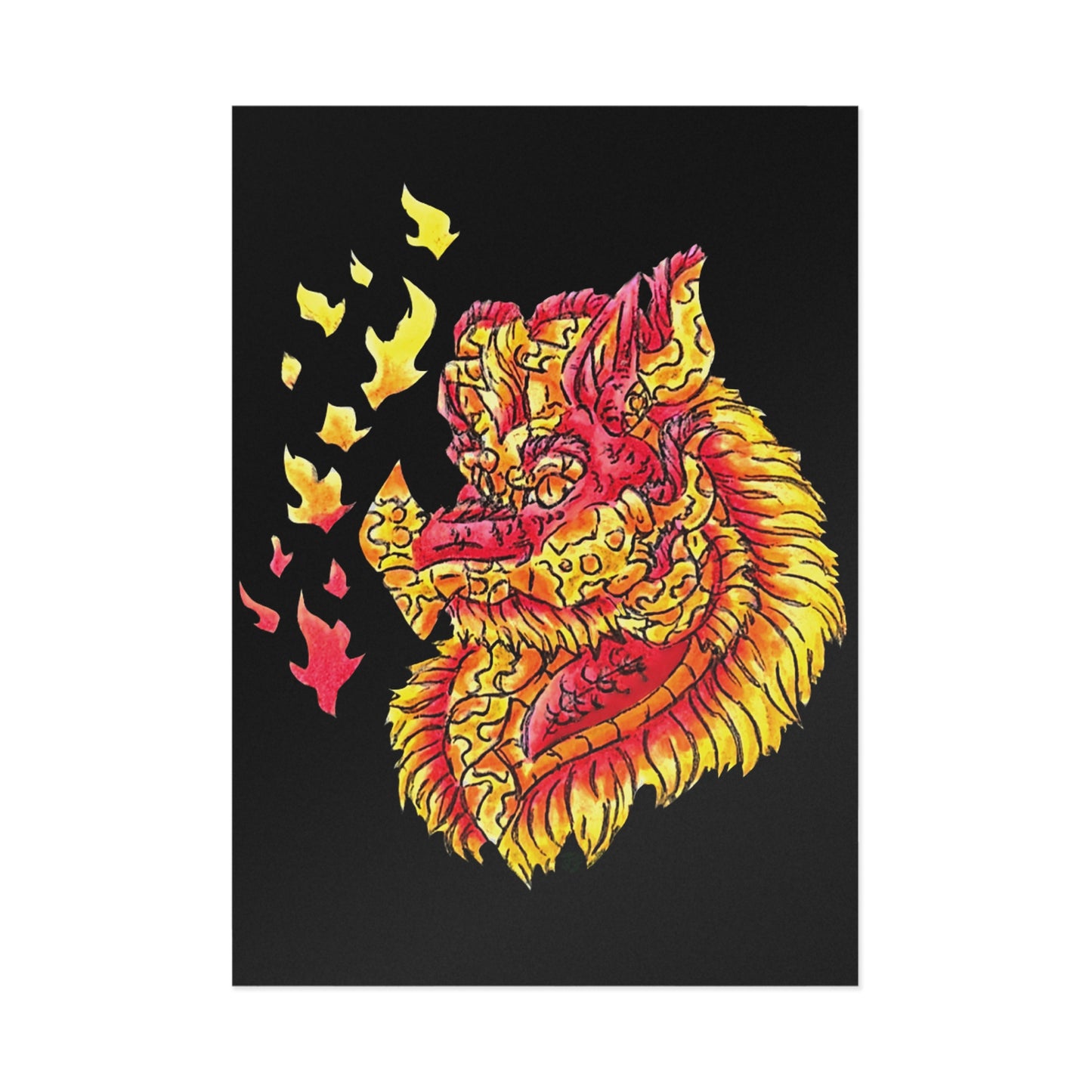 Fire Dragon Head Fine Art Postcards