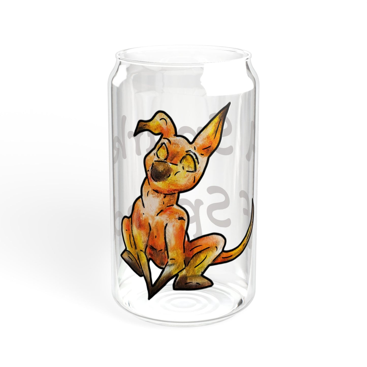 Caenin - Chibi Orange Dog – Warm Fantasy Dog Art – Fantasy Creature Decor – Dog Lover Gift - Sipper Glass, 16oz