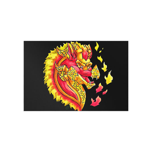 Cutesy Fire Dragon Head of Fine Art Postcards