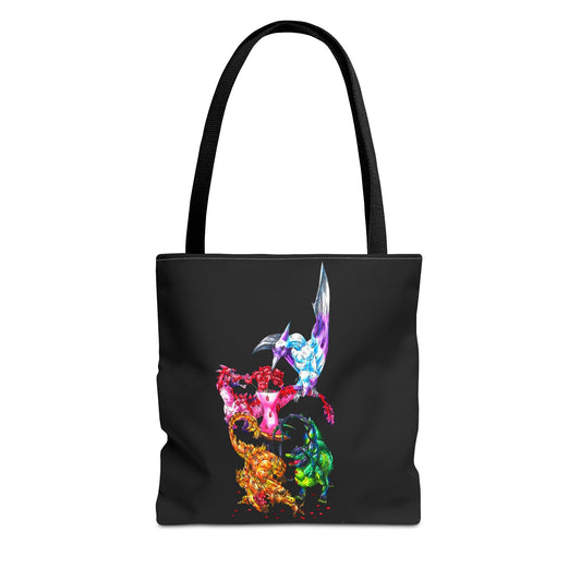 Valentine Cuties- Dinosaur Groupings – Chibi Fantasy Animal Art – Valentine's Day Art – Dinosaur Decor – Valentine Lover Gift- Tote Bag