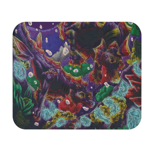 Sunset Hippocampus- Vibrant Ocean Fantasy Art- Marine Fantasy Illustration- Fantasy Ocean Art- Mouse Pad