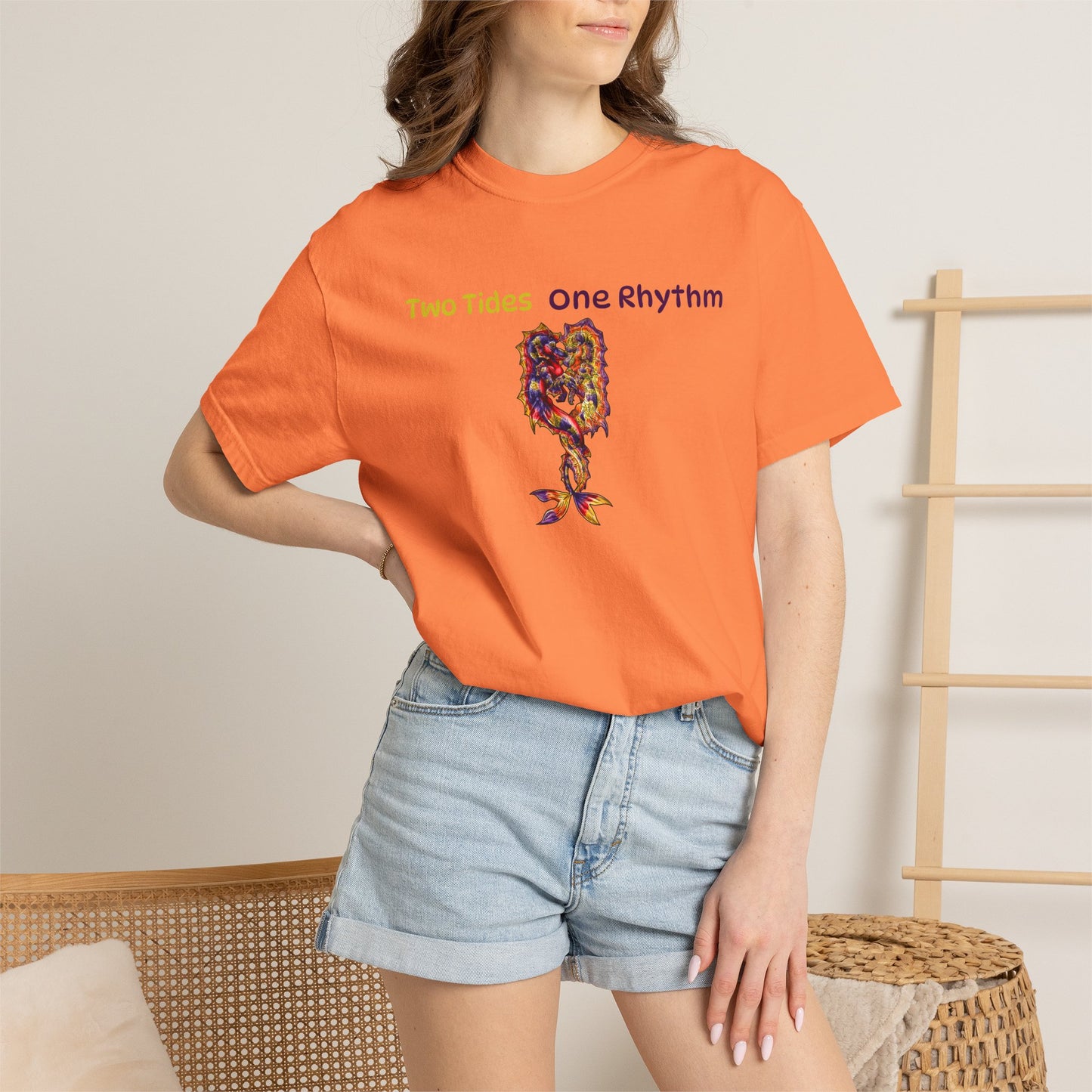 Dual Hippocampus – Two Rhythms- Dual Ocean Fantasy Art – Hippocampus Pair- T Shirt