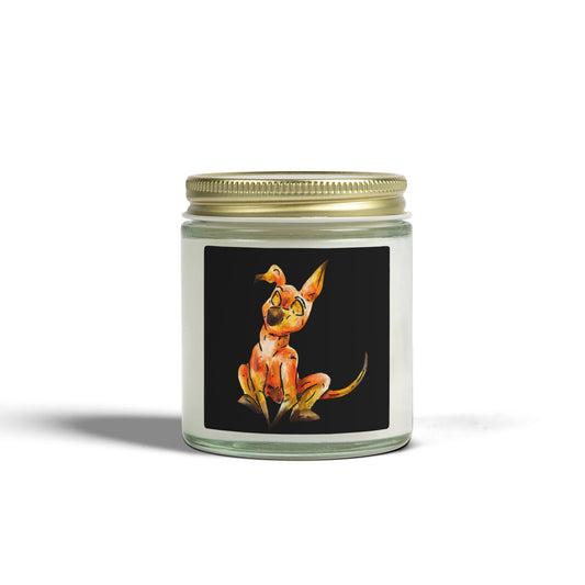 Caenin- Chibi Orange Dog – Warm Fantasy Dog Art – Fantasy Creature Decor – Dog Lover Gift - Scented Candles