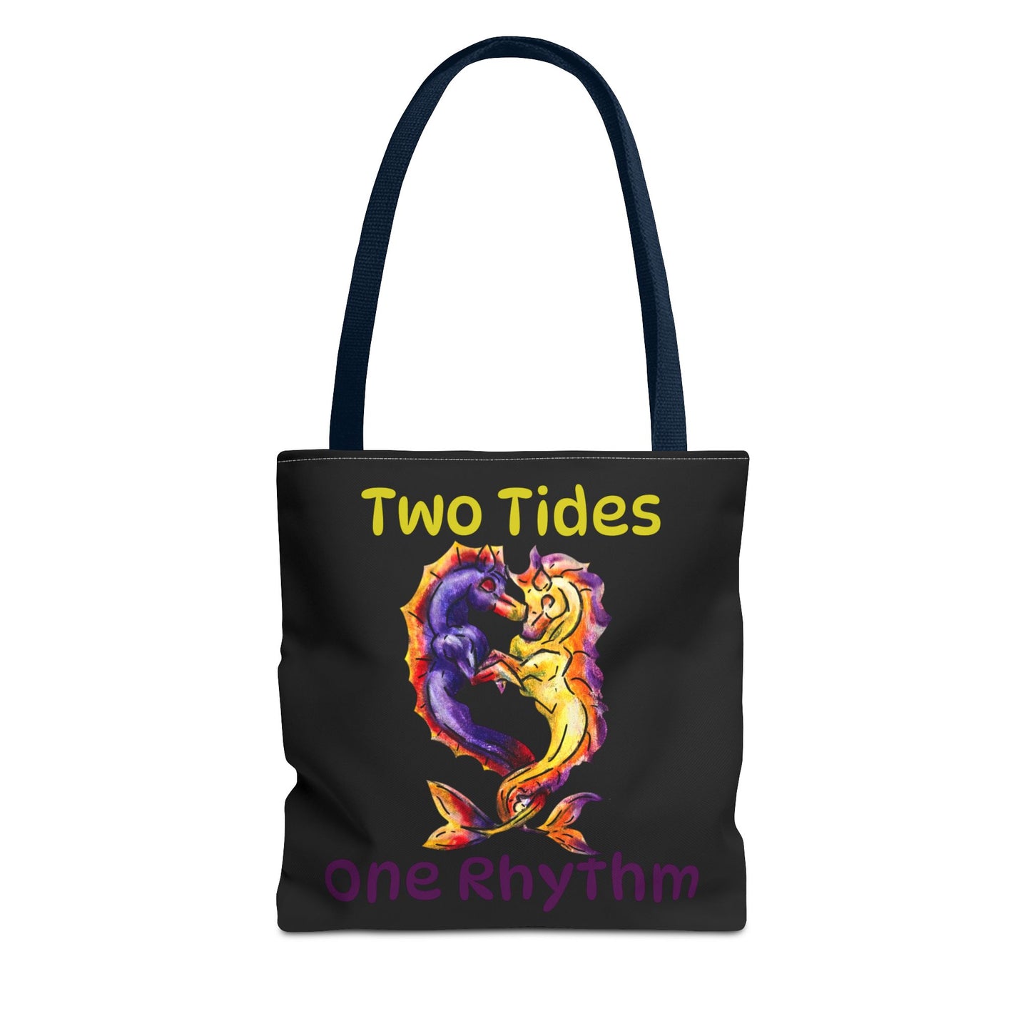 Chibi Dual Hippocampus – Dual Ocean Fantasy Art – Hippocampus Pair- Double-sided Tote Bag