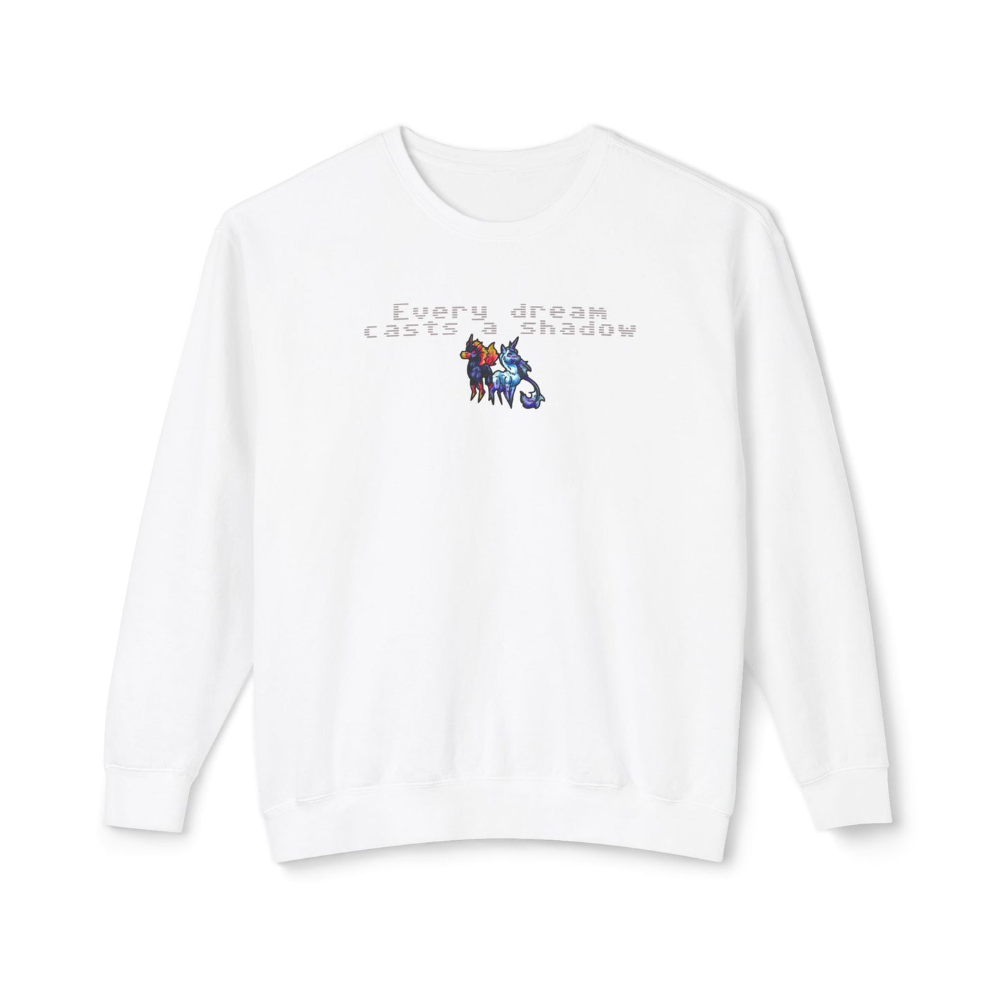 Chibi Dream and Nightmare Unicorn- Dream & Shadow- Celestial Nightmare- Duality– Light and Dark Fantasy- Crewneck