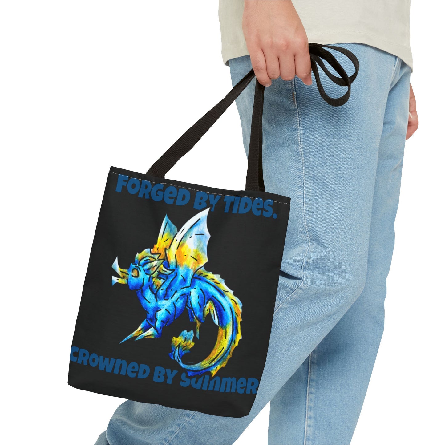 Chibi Summer Dragon- Summer Fantasy- Sunlit Tide Dragon- Double-Sided Tote Bag