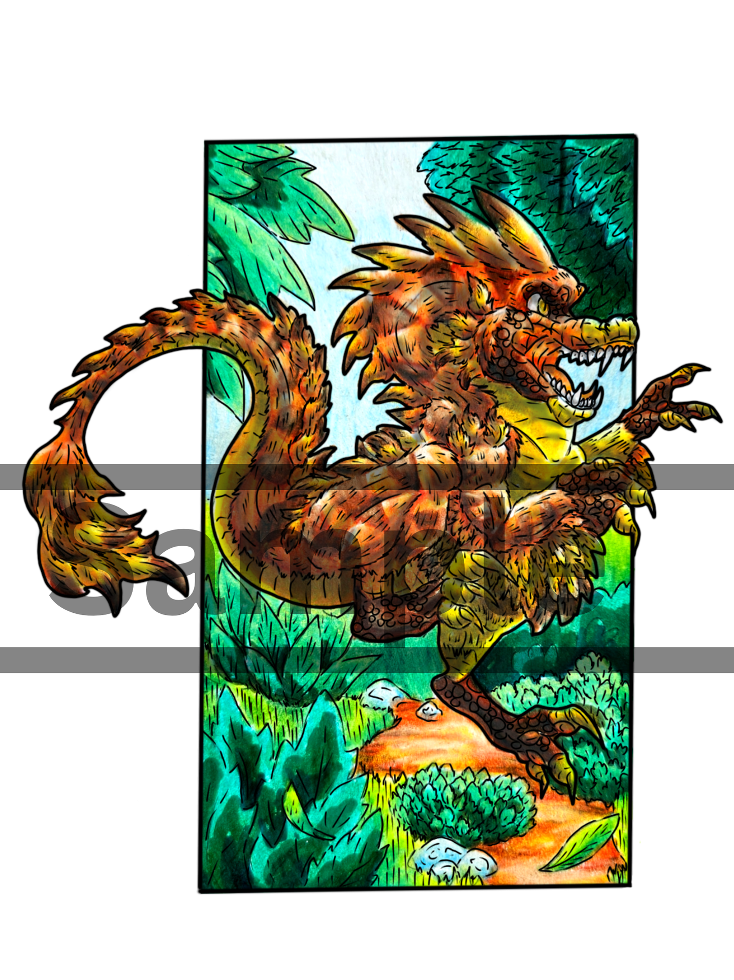 Die-Cut Caena the Raptor Bookmarks DIGITAL DOWNLOAD Colored Version