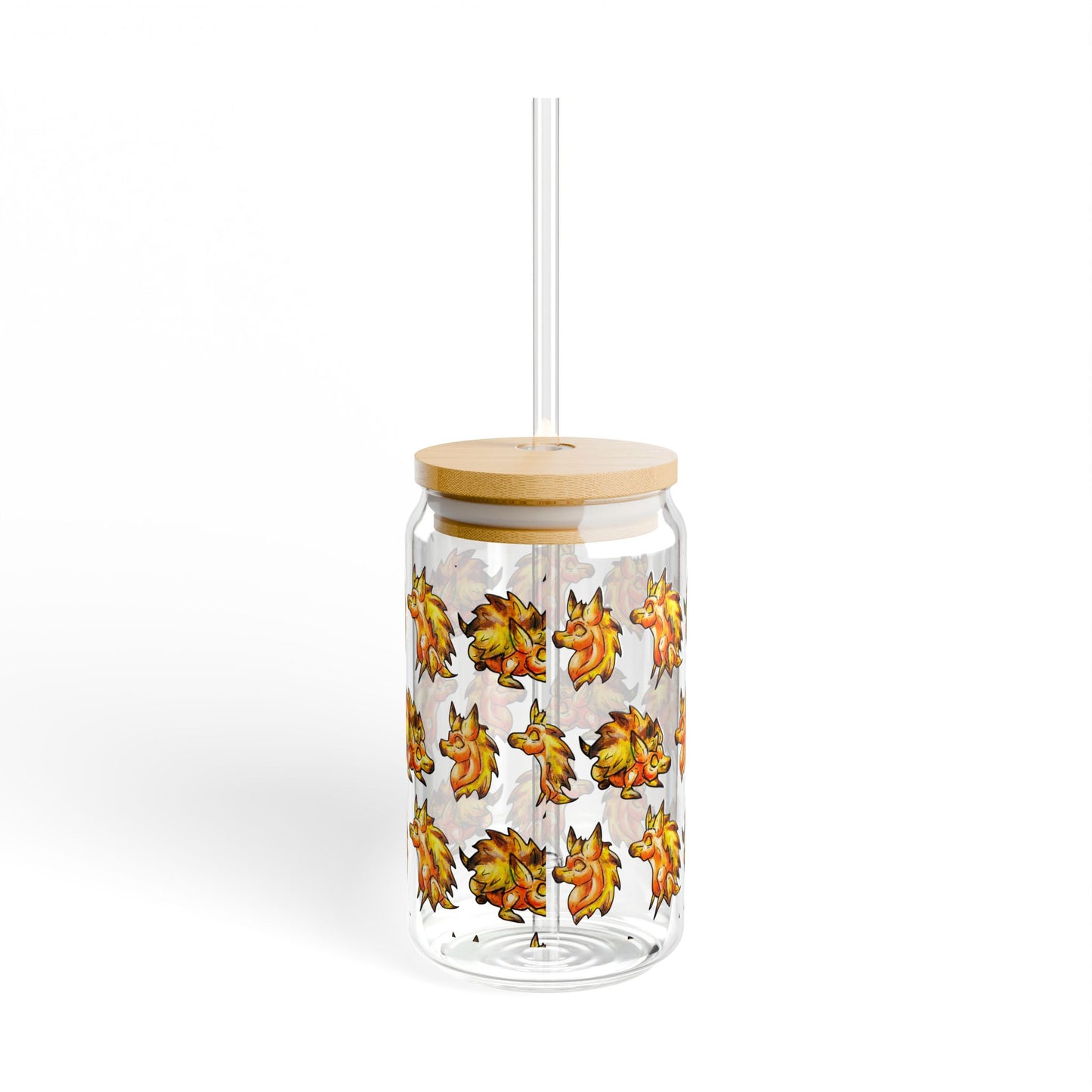 Aster the Hedgehog Pattern- Chibi Hedgehog- Cute Animal - Sipper Glass, 16oz