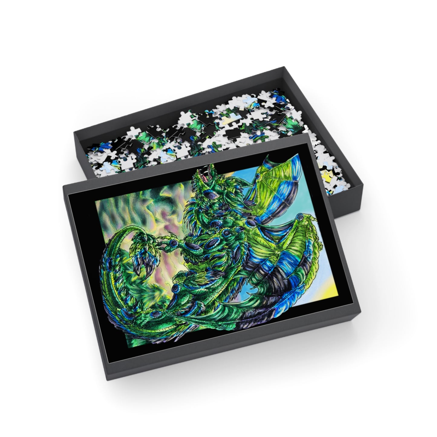 Arlith- Emerald Dragon – Aggressive Green Fantasy Dragon Art – Dragon Puzzle– Mythical Creature Decor – Dragon Lover Gift, 1000 pc Puzzle