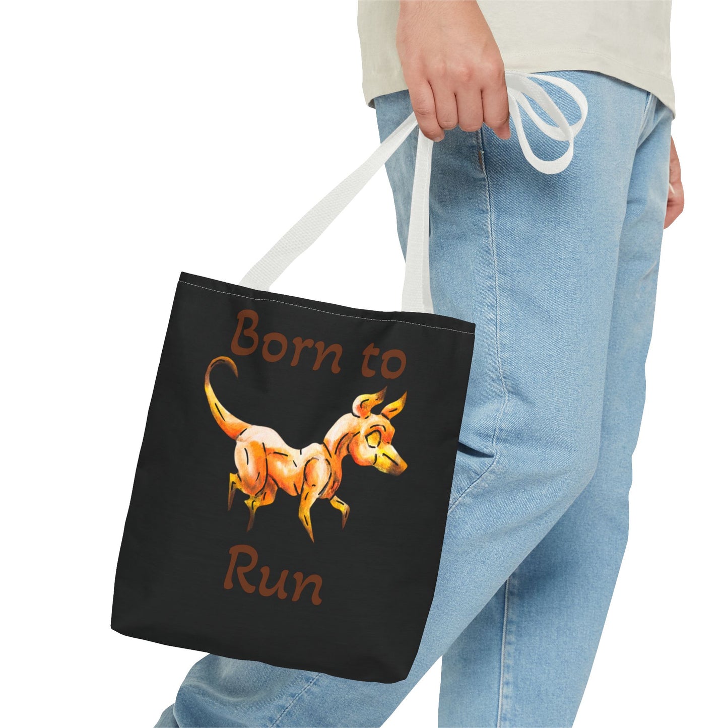 Caenin- Double-Sided Bag- Chibi Orange Dog – Warm Fantasy Dog Art – Fantasy Creature Decor – Dog Lover Gift– Tote Bag