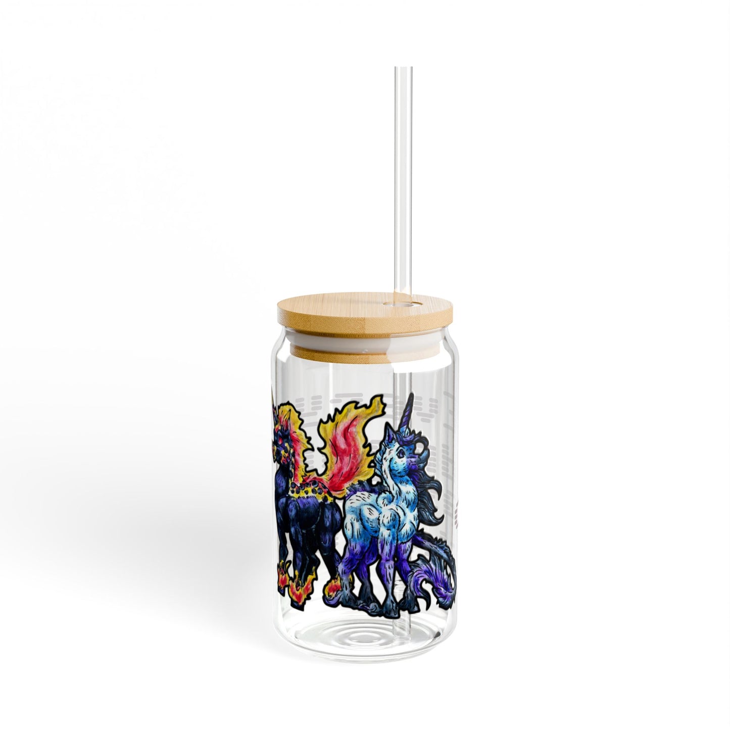 Dream and Nightmare Unicorn- Dream & Shadow- Celestial Nightmare- Duality– Light and Dark Fantasy- Glass Tumbler 16oz