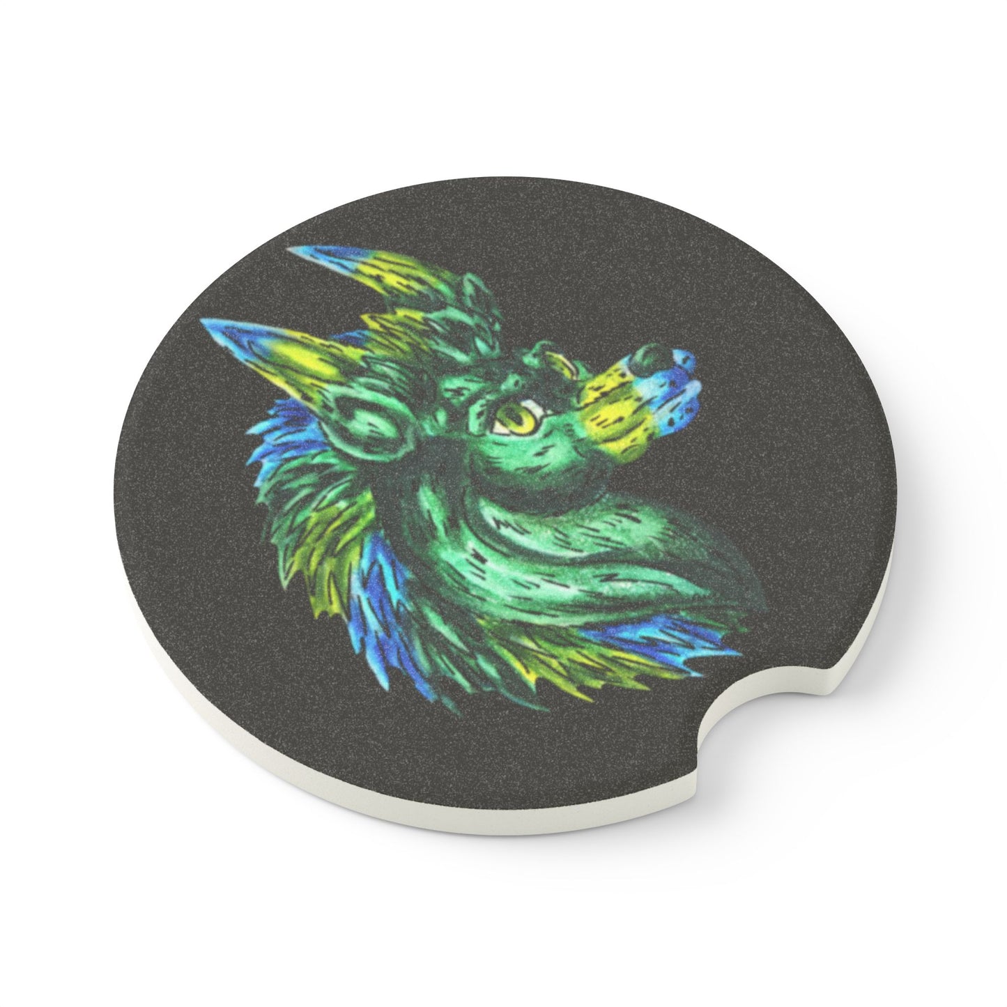 Clover the Hedgehog Head Soapstone Car Coaster 2 PC