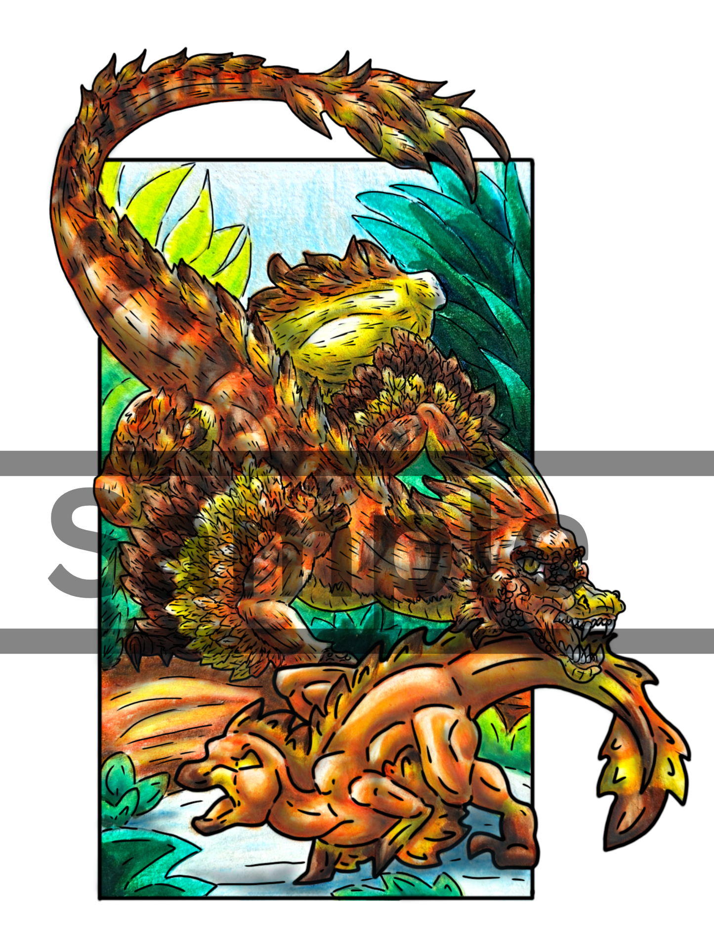 Die-Cut Caena the Raptor Bookmarks DIGITAL DOWNLOAD Colored Version