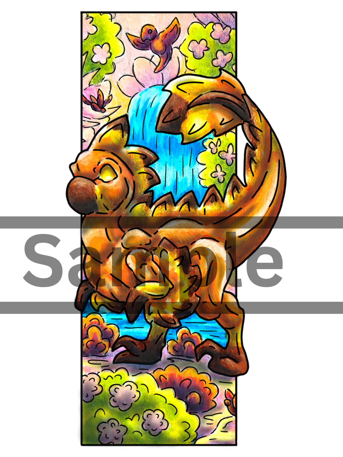 Die-Cut Caena the Raptor Bookmarks DIGITAL DOWNLOAD Colored Version