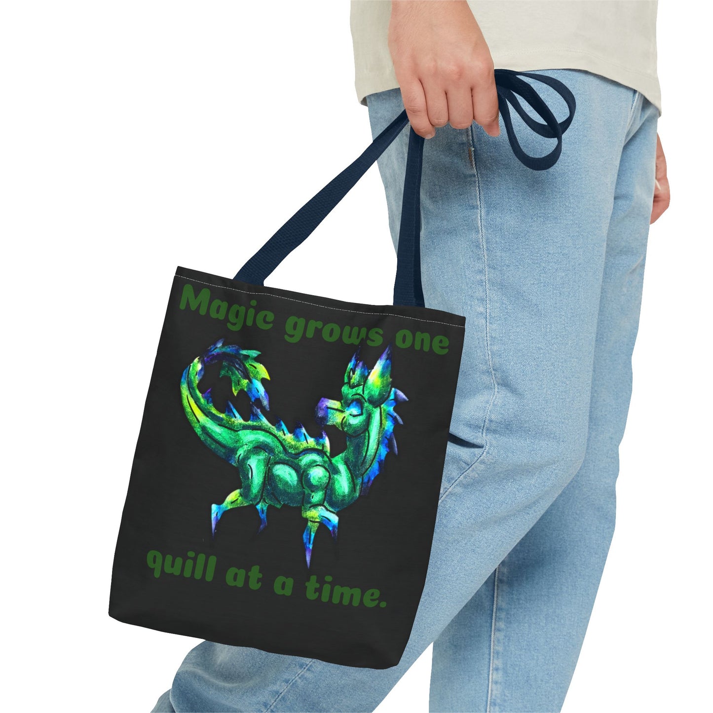 Chibi Arlathia the Hedgehog- Green Creature Drawing - Cute Animal Illustration- Two-Toned Tote Bag